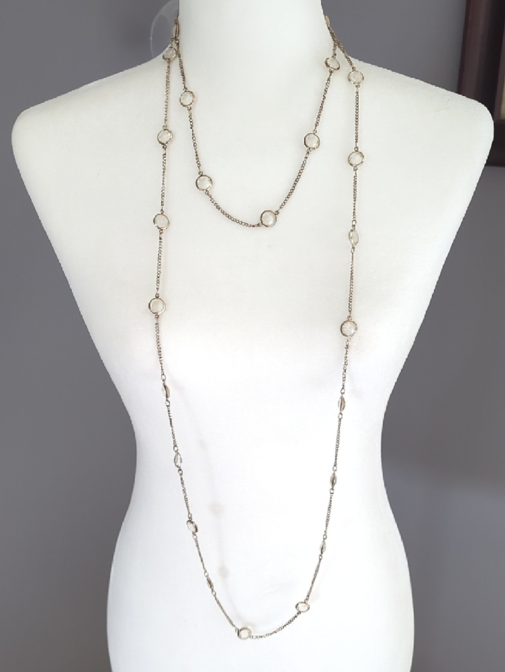 3 For $30. Delicate Chain Necklace with Clear Stones